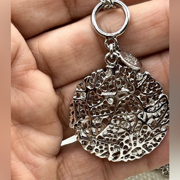 Cookie Lee Necklace Silver-tone toggle closure Crystals round Sphere Long 32” - Picture 8 of 13